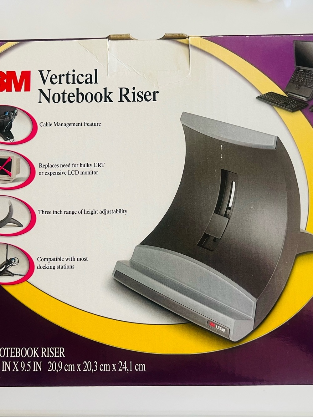 3M Black/Grey Vertical Laptop Stand with Cable Management
